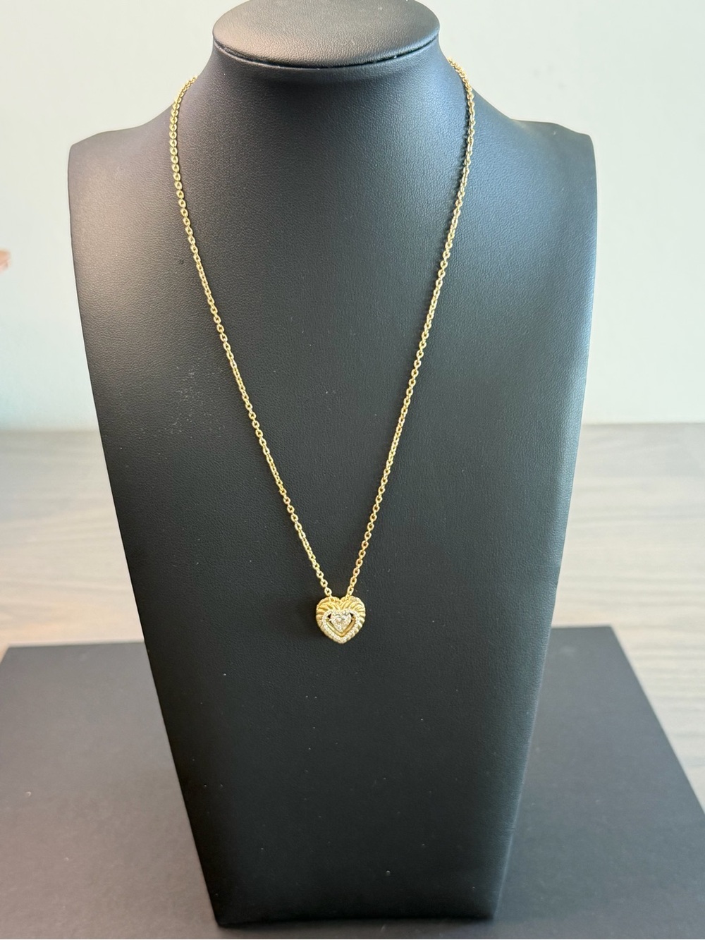 Judith Ripka Sterling Silver 14k Clad Diamonique Heart Pendant Necklace